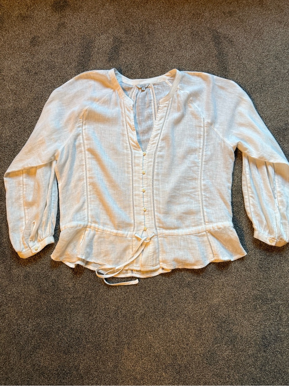 Rails Cream Button-Front Peplum Blouse